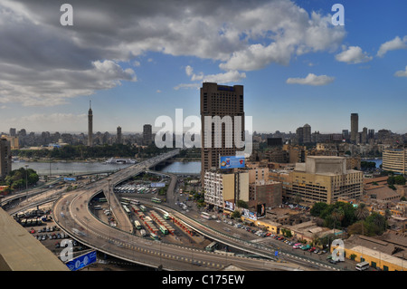 Downtown Cairo panorama looking north and west. Stock Photo