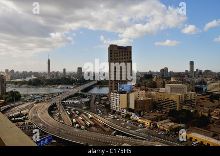 Downtown Cairo panorama looking north and west. Stock Photo