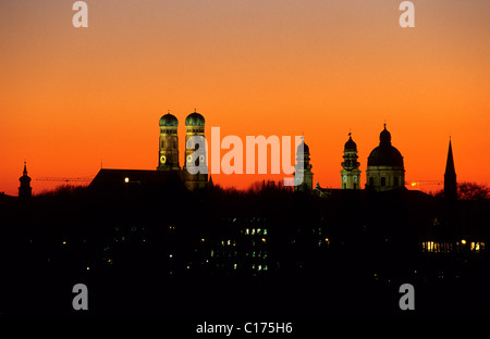 Skyline of Munich, Frauenkirche Church and Theatinerkirche Church, Munich, Bavaria ***restriction: Usage: advertisement Stock Photo
