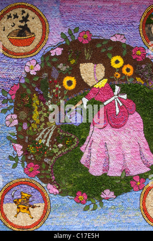 Detail of well dressing in Eyam, Derbyshire UK Stock Photo