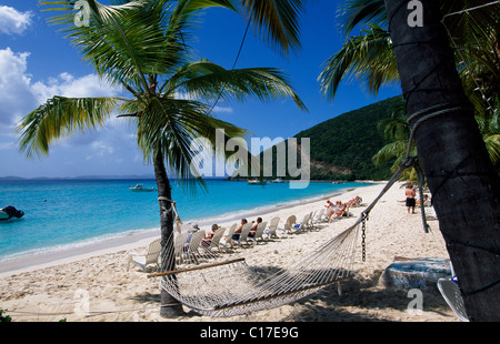 Hammock at White Bay, Jost Van Dyke Island, British Virgin Islands, Caribbean Stock Photo