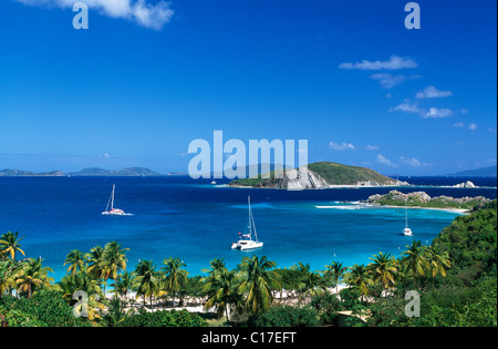Yachts in a bay at Peter Island, British Virgin Islands, Caribbean Stock Photo