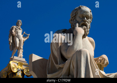 Socrates statue philosopher outside Athens Academy Stock Photo