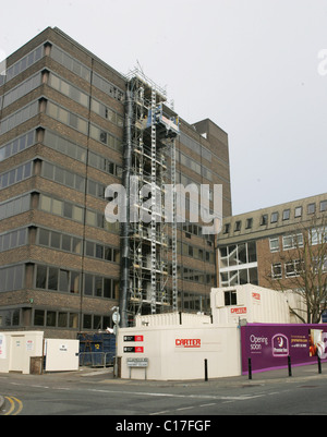 Amstrad's old headquarters in Brentwood, Essex is being converted into a Premier Inn budget hotel. The office has been derelict Stock Photo