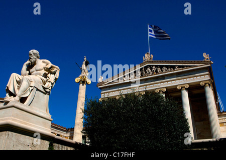 Socrates statue philosopher outside Athens Academy Stock Photo