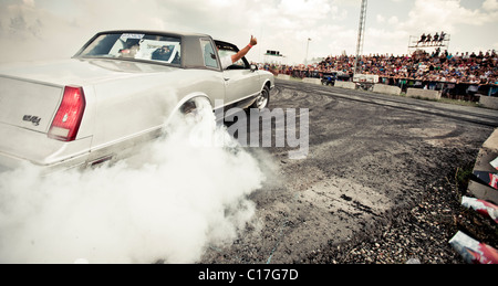 Car burnout festival, St-Cyprien Stock Photo