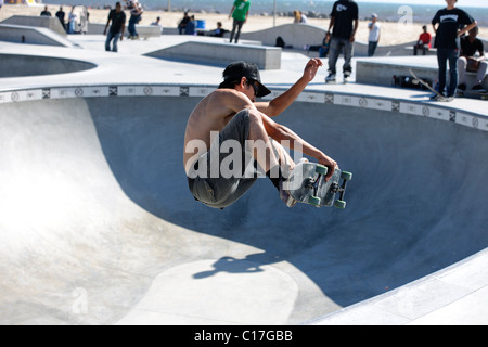 skate boarding in venice beach california skate park Stock Photo