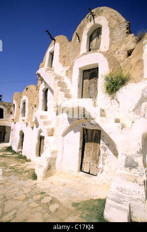 Tunisia, Southern Tunisia, Tataouine area, ksour's road, Ksar Haddada village, hotel built in a former îGhorfaî Stock Photo