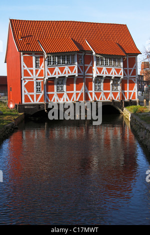 Historic timber-framed 'Gewoelbe', bridge house in the old harbour, Hanseatic City of Wismar, UNESCO World Heritage Site