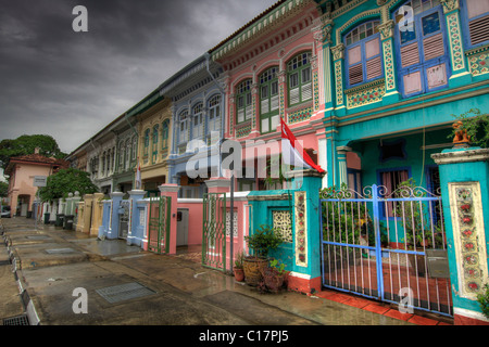 Historic Colorful Peranakan Terrace House in Singapore 3 Stock Photo