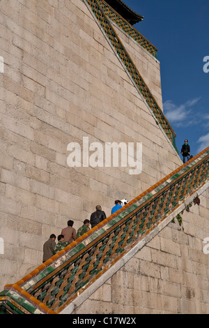 Tourists walking on steps of Summer Palace, Beijing, China Stock Photo