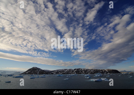 Icebergs in the Johan Petersen Fjord, East Greenland, Greenland Stock Photo