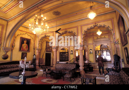 India, Rajasthan State, Jaipur, interior of Narain Niwas Hotel Stock Photo