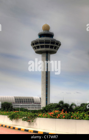 Changi Airport Traffic Controller Tower in Singapore Stock Photo
