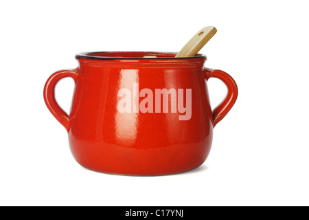 https://l450v.alamy.com/450v/c17ynj/red-clay-pot-with-wooden-ladle-on-white-background-c17ynj.jpg