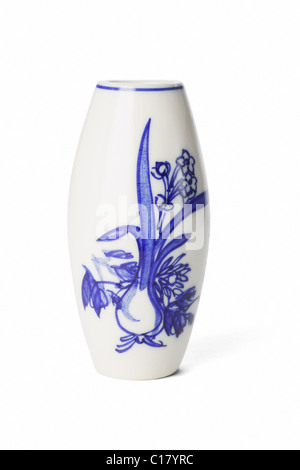 Chinese porcelain vase with floral painting on white background Stock Photo