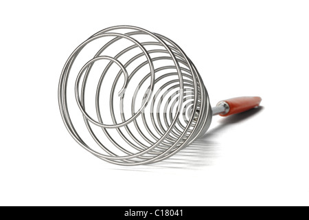 Close up of stainless steel whisk on white background Stock Photo