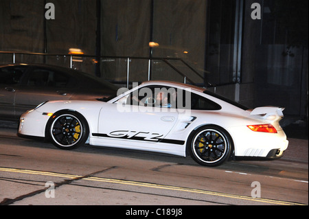 Jason Statham driving his new Porsche 911 GT2 on sunset blvd Los Angeles, California - 01.03.09 Stock Photo