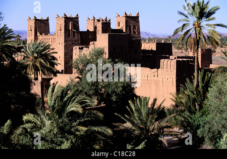 Morocco, Upper Atlas, Dades Valley, the casbah of Ameridhil in Skoura palm grove Stock Photo