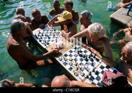 Hungary, Budapest (Pest), check payers in the famous Szechenyi baths Stock Photo