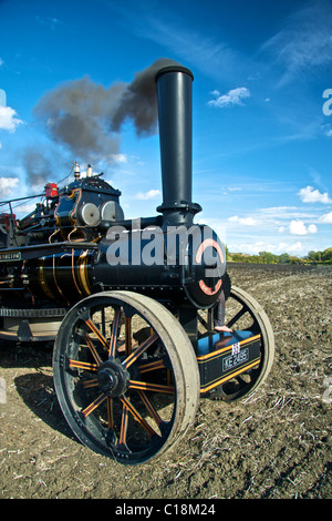 Steam Traction Engine in Field at Haddenham Steam Rally, Cambridgeshire Stock Photo