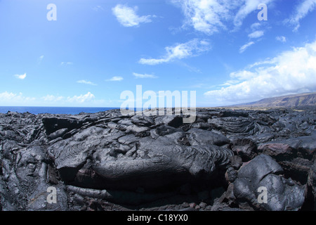 Cooled lava in Volcano Park on the south coast of Big Island, Hawaii, USA Stock Photo