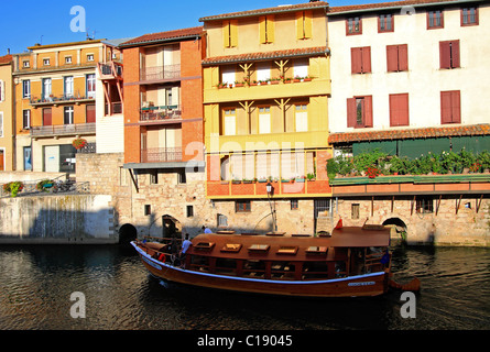 Colored houses along the river Agout in Castres, France