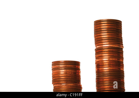 Rows of euro coins, stack of money Stock Photo