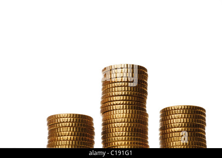 Rows of euro coins, stack of money Stock Photo