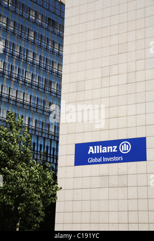 Allianz Global Investors, logo on an office block, Frankfurt am Main, Hesse, Germany, Europe Stock Photo