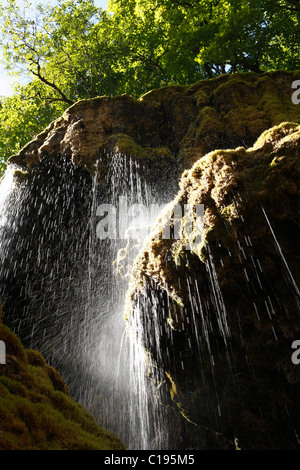 Schleierfaelle, Bridal Veil waterfalls on the Ammer River, Pfaffenwinkel, Upper Bavaria, Bavaria, Germany, Europe Stock Photo