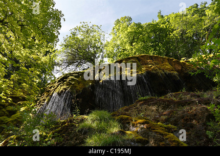 Schleierfaelle, Bridal Veil waterfalls on the Ammer River, Pfaffenwinkel, Upper Bavaria, Bavaria, Germany, Europe Stock Photo