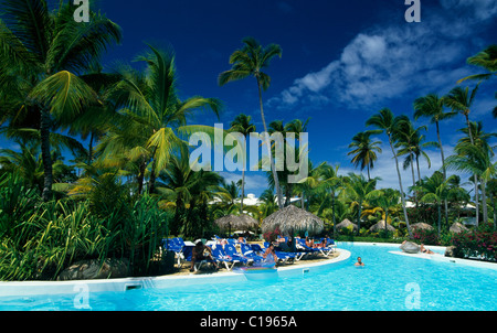 Swimming pool, Melia Caribe Tropical Hotel in Playa Bavaro, Punta Cana, Dominican Republic, Caribbean Stock Photo