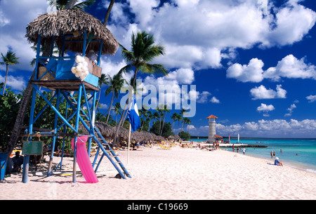 Palm beach in Bayahibe, Dominican Republic, Caribbean Stock Photo