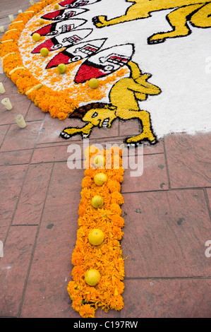 Aztec Ofrenda representing the Iztepetl level of the Mictlan (underworld), a hill where the body was cut by flint knives Stock Photo