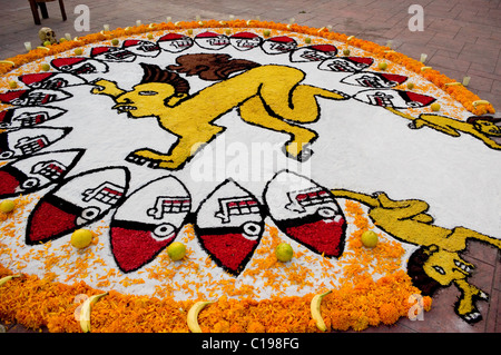 Aztec Ofrenda representing the Iztepetl level of the Mictlan (underworld), a hill where the body was cut by flint knives Stock Photo