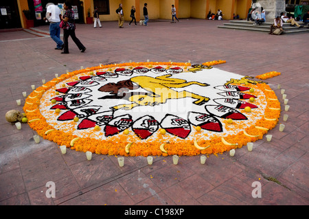 Aztec Ofrenda representing the Iztepetl level of the Mictlan (underworld), a hill where the body was cut by flint knives Stock Photo