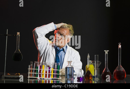 Scientist looks disappointed in a laboratory Stock Photo