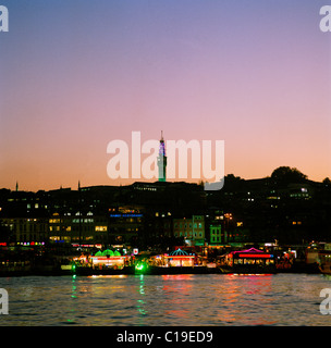 Istanbul, Turkey. Twilight scenic sunset on Bosphorus with
