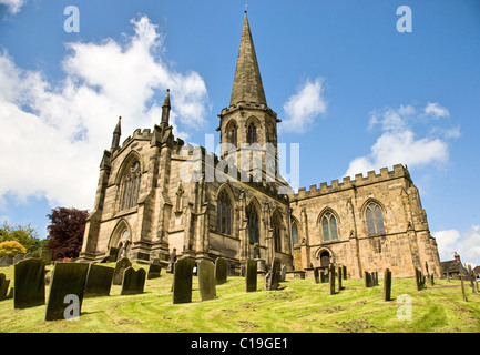 All Saints church high above the main street of Bakewell in the Derbyshire Peak District Stock Photo