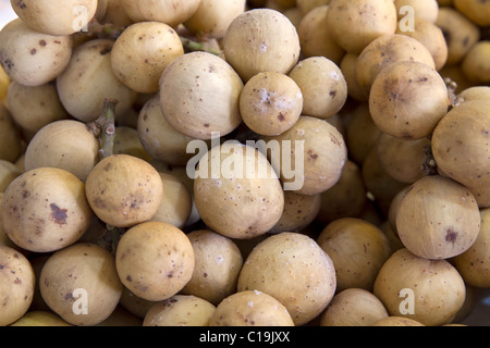 Duku Langsat on Fruit Stand in Tropical Country Stock Photo