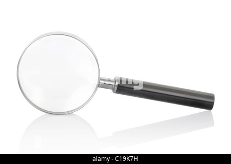 Magnifying glass isolated on white background Stock Photo