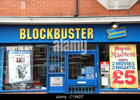 A Blockbuster DVD rental store in the U.K. Stock Photo