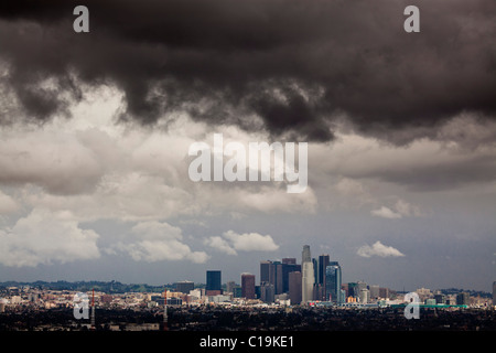 LA skyline from Baldwin Hills, Los Angeles County, California, United States of America Stock Photo