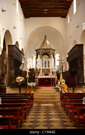 Interior of the Cathedral of St Mary the Great (Crkva svete Marije Velike). Rab Island, Craotia Stock Photo