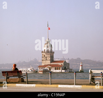 Leander's Tower Maiden's Tower in the Bosphorus Straits in Istanbul in Turkey in Middle East Asia. History of Leandros Byzantine Historical Travel Stock Photo