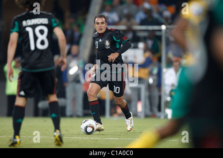 Cuauhtemoc Blanco of Mexico in action against South Africa during the opening match of the 2010 FIFA World Cup tournament. Stock Photo
