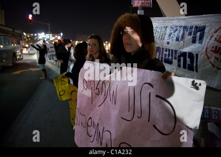 Protest calling for revenge following the funeral of the Fogel family murdered Friday in Itamar. Jerusalem, Israel. 13/03/2011. Stock Photo