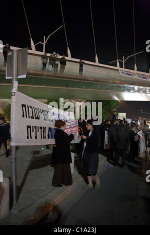 Protest calling for revenge following the funeral of the Fogel family murdered Friday in Itamar. Jerusalem, Israel. 13/03/2011. Stock Photo