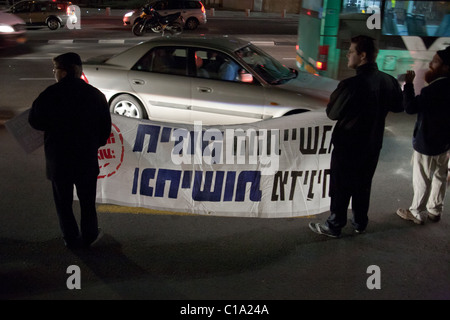 Protest calling for revenge following the funeral of the Fogel family murdered Friday in Itamar. Jerusalem, Israel. 13/03/2011. Stock Photo